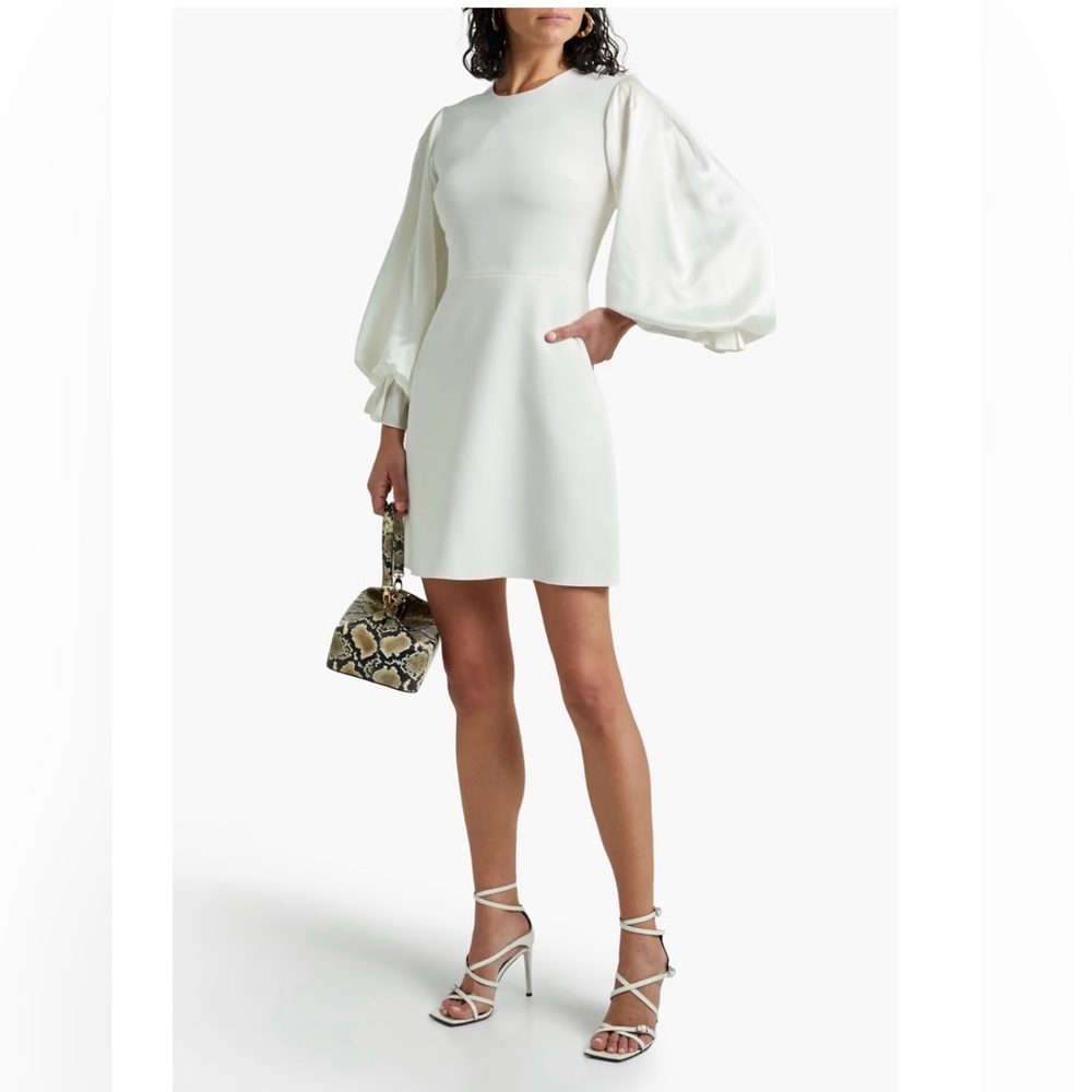 Roksanda white satin-paneled crepe mini dress